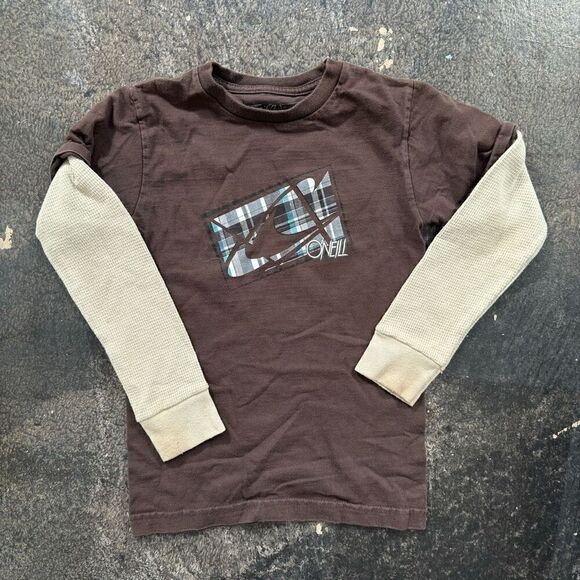 Y2k O’Neill Long Sleeve Skater Tee Thermal Sleeves Big Logo Kids/Boys Size XS - Picture 1 of 10